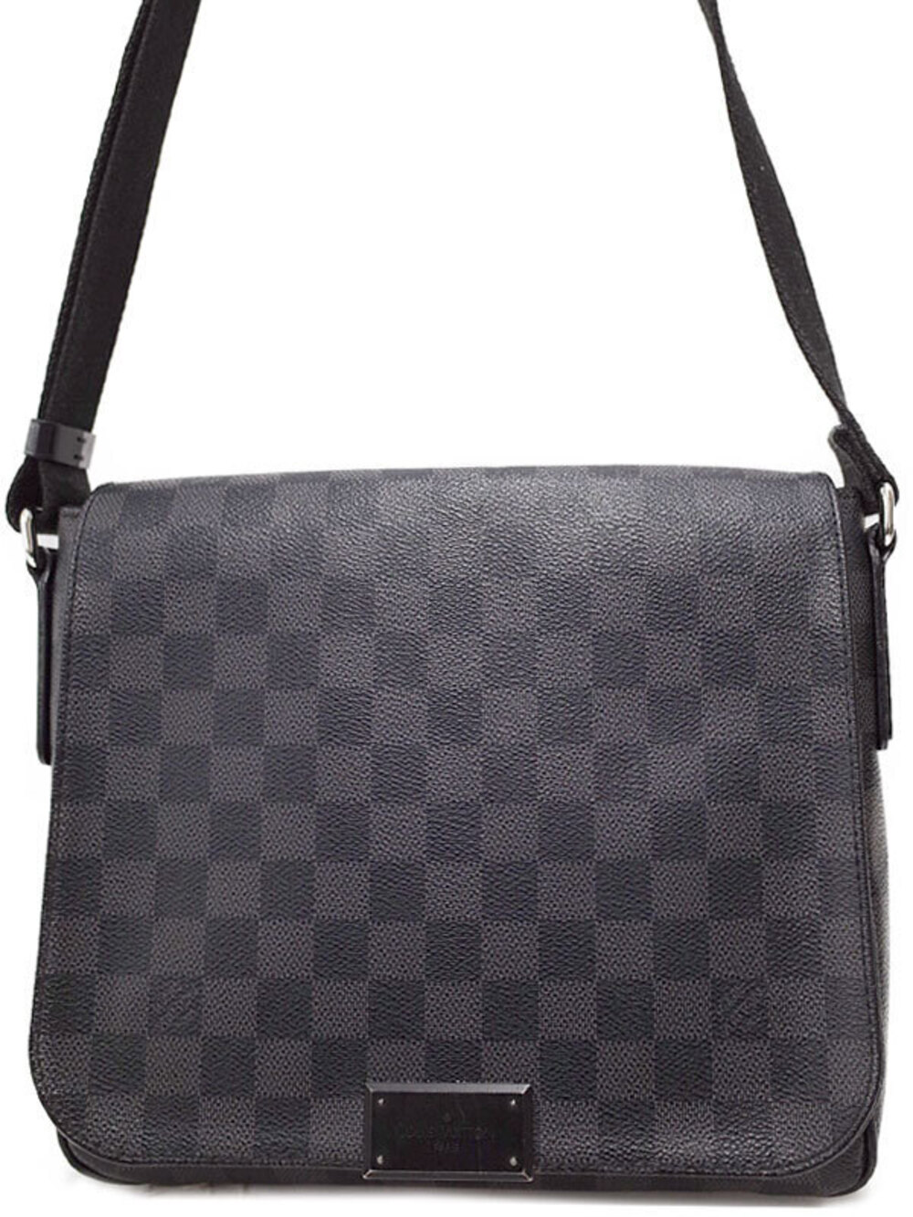 Louis Vuitton Damier District Shoulder Bag Canvas Leather Graphite Black